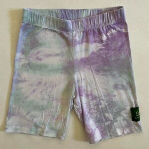 Danzy Purple and Green Tie-Dye Biker Shorts Cotton Medium